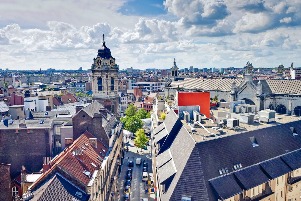 luchtfoto huizen daken Brussel