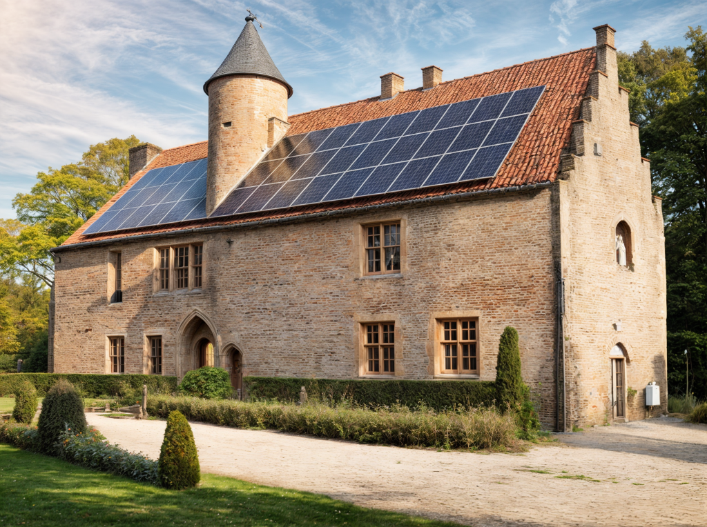 château belge avec panneaux solaires