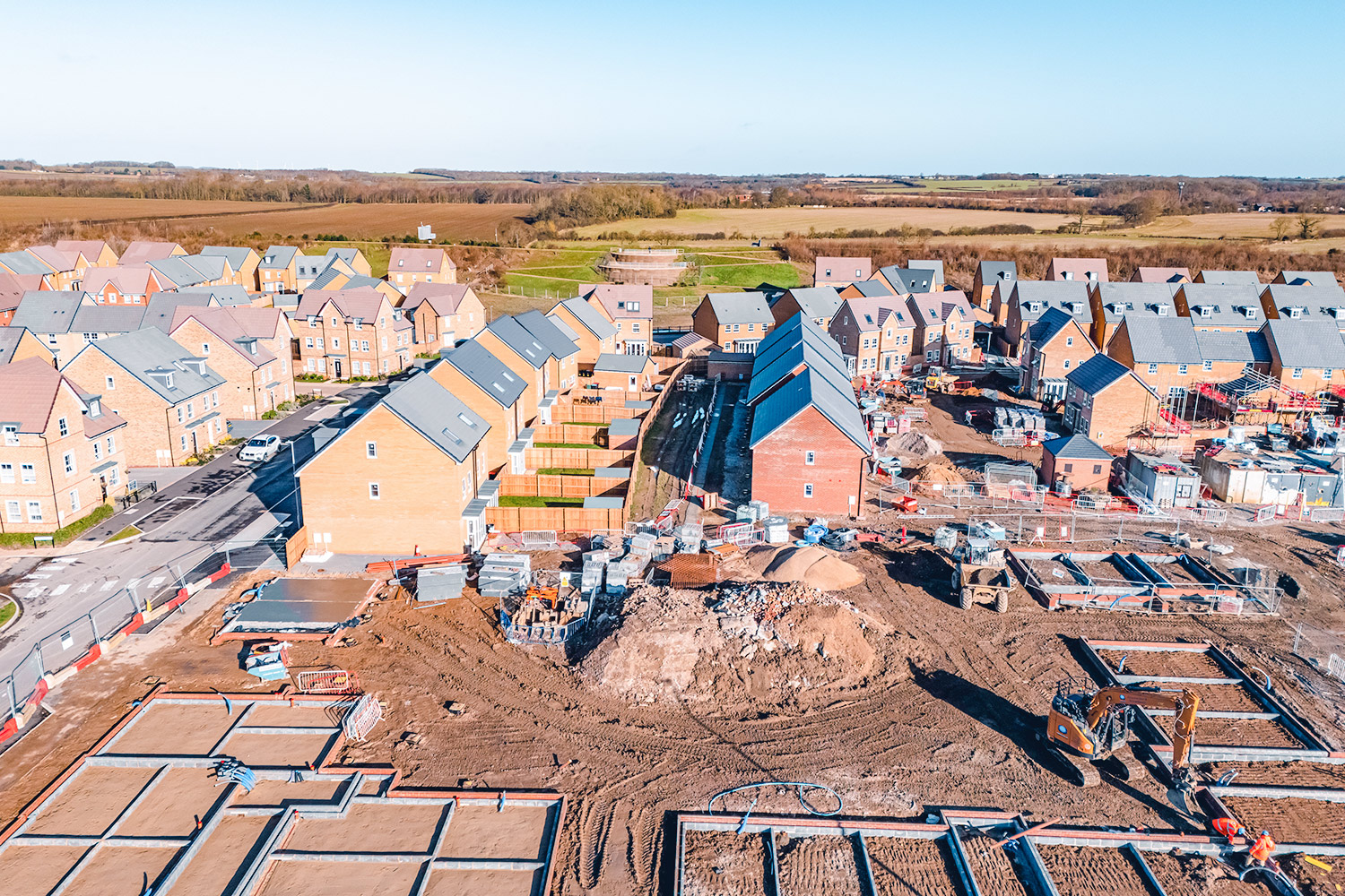 photo aérienne quartier résidentiel en construction